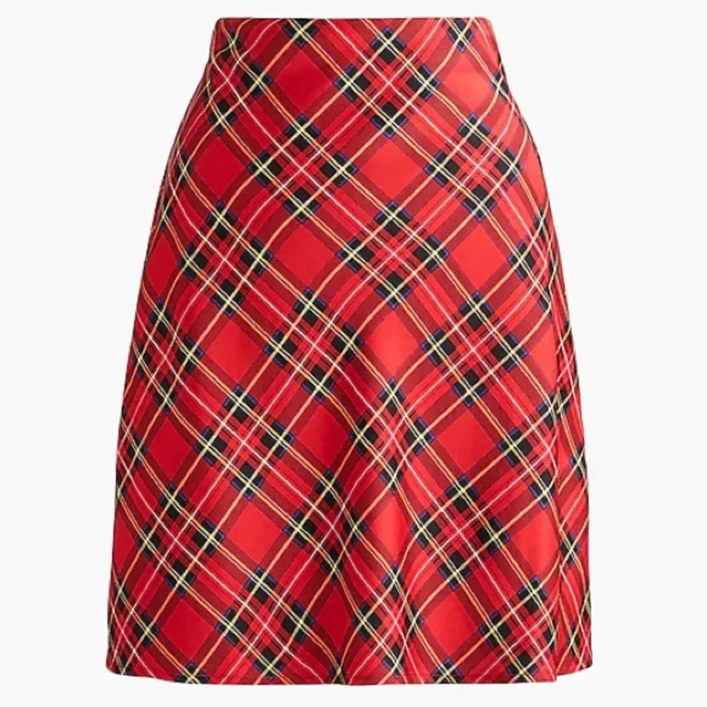 NWT J. Crew Factory Mini Bias Slip Skirt Red Plaid Size 3X NEW